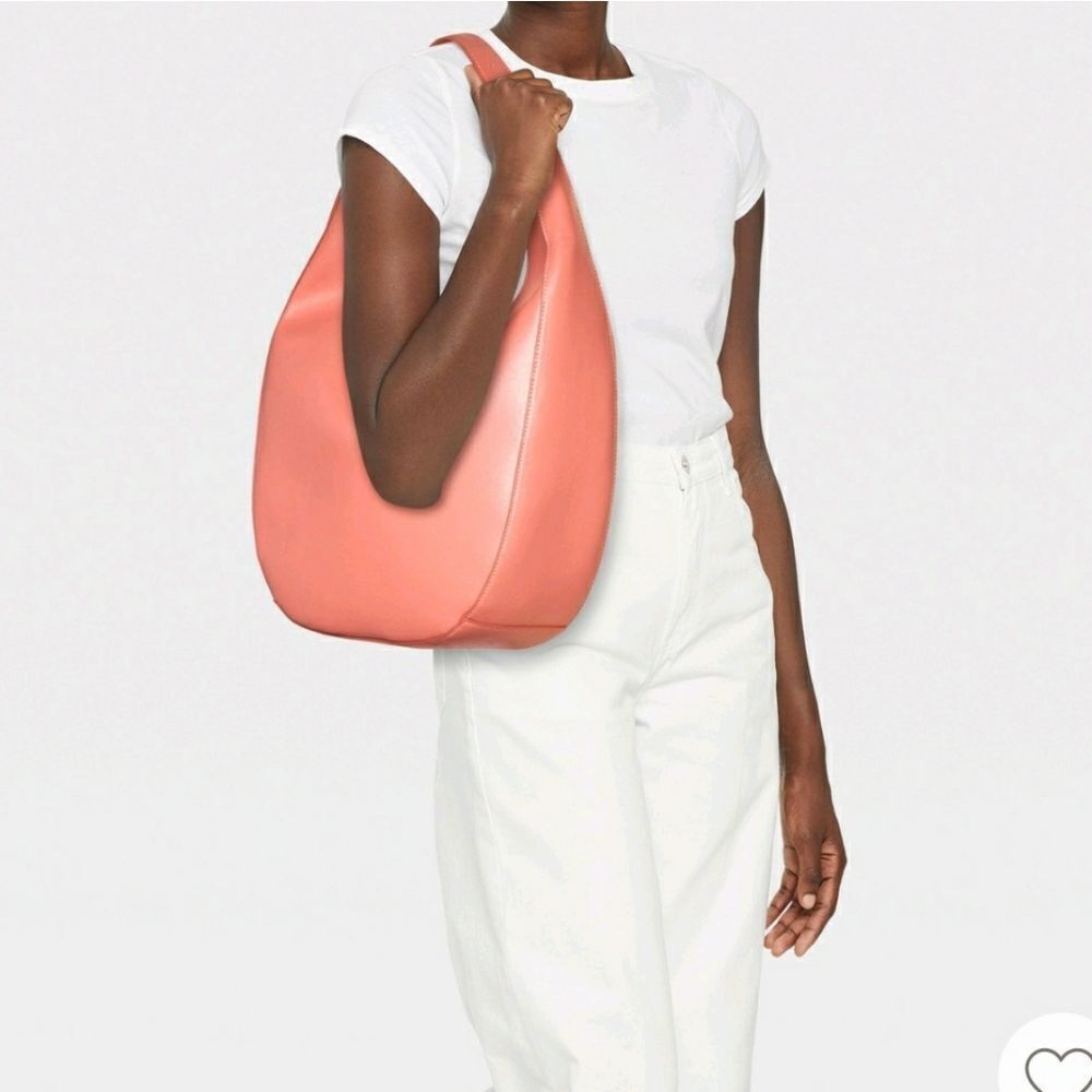 Universal Thread Faux Leather Shoulder Hobo Cresent Shape  Handbag Coral Pink
